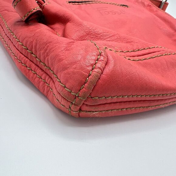 Fossil Hanover Coral Crossbody/Shoulder Flap Bag Orange/Pink Leather ZB2869 - Picture 6 of 14